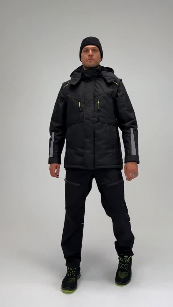 Куртка КОТКРУТ (KOTKRUT) трансформер утепленная черная/лимон